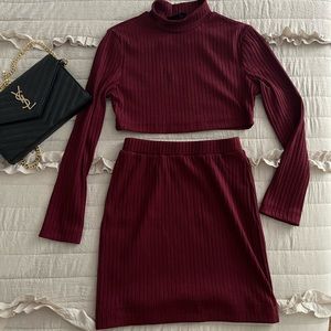 Long Sleeve Crop top with skirt